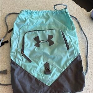 Under Armour Aqua and Charcoal Drawstring Bag